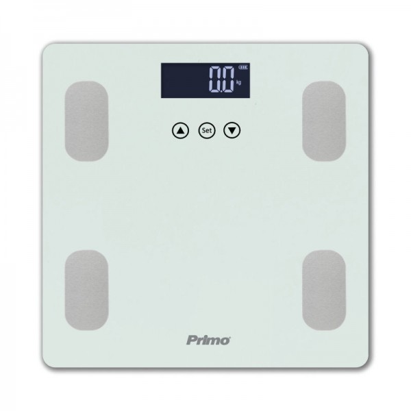 PRIMO Ζυγαριά Σώματος Λιπομετρητής PRBS-40464 Primo 180Kg Υάλινη Λευκή/Inox 400464