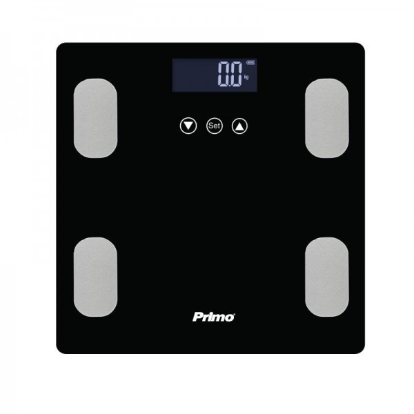 PRIMO Ζυγαριά Σώματος Λιπομετρητής PRBS-40465 Primo 180Kg Υάλινη Mαύρη/Inox 400465