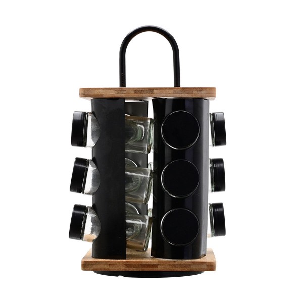 ΒΑΣΗ ΜΠΑΧΑΡΙΚΩΝ BAMBOO ESSENTIALS ΜΕ 12 ΓΥΑΛΙΝΑ ΔΟΧΕΙΑ ΠΕΡΙΣΤΡΕΦΟΜΕΝΗ ΜΑΥΡΗ 01-14650