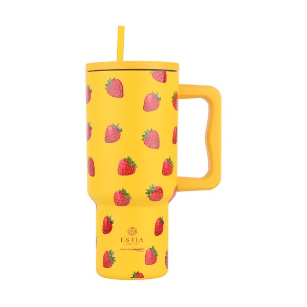 ΘΕΡΜΟΣ STRAW TUMBLER XL SAVE THE AEGEAN 900ml BERRY BRIGHT 01-32029