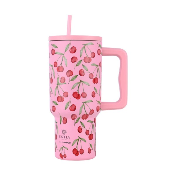 ΘΕΡΜΟΣ STRAW TUMBLER XL SAVE THE AEGEAN 900ml CHERRY ROSE 01-32081