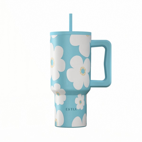 ΘΕΡΜΟΣ STRAW TUMBLER XL SAVE THE AEGEAN 900ml BLUE DAISY 01-41618