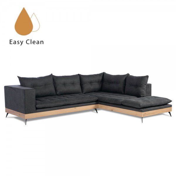 LEGNO ΚΑΝΑΠΕΣ ΓΩΝΙΑ ΔΕΞΙΑ ΑΝΘΡΑΚΙ 290x240xH80cm
