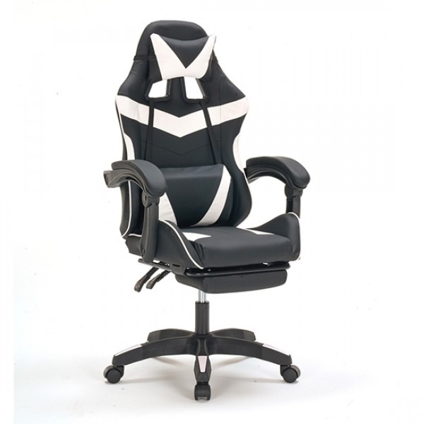 Καρέκλα Γραφείου A9937 Μαύρο/Λευκό Pvc με Ανάκλιση και Υποπόδιο 64X59X43-112/53-125εκ.