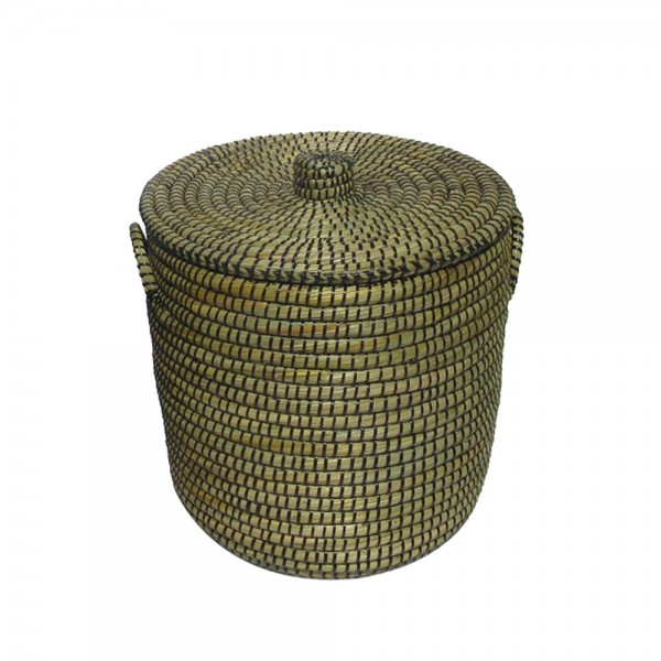 AFRICA ΚΑΛΑΘΙ ΜΕ ΚΑΠΑΚΙ 45x45x50cm KANSGRASS ΦΥΣΙΚΟ ΜΑΥΡΟ PVC