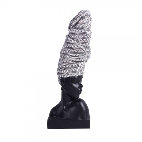 DAME 1 DECO ΦΙΓΟΥΡΑ POLYRESIN ΜΑΥΡΟ ΛΕΥΚΟ 15,5x13,5xH44cm