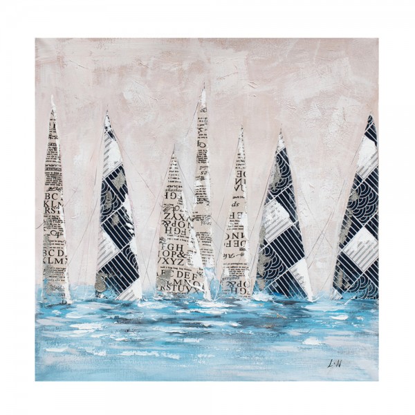 SAILING 1 DECO ΠΙΝΑΚΑΣ ΚΑΜΒΑΣ ΠΟΛΥΧΡΩΜΟ ΜΑΥΡΟ 82x82xH4,5cm