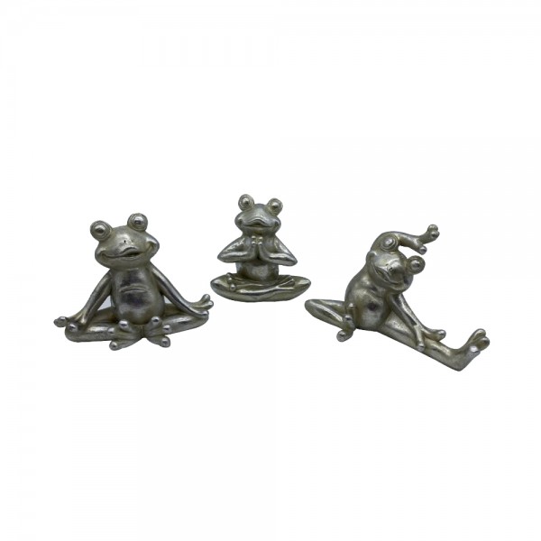 FROGGIES 2 DECO ΒΑΤΡΑΧΟΣ SET 3ΤΜΧ POLYRESIN ΑΣΗΜΙ 13,3-10,8-16,3x7,8-7-7,5xH10,5-11-10,8cm