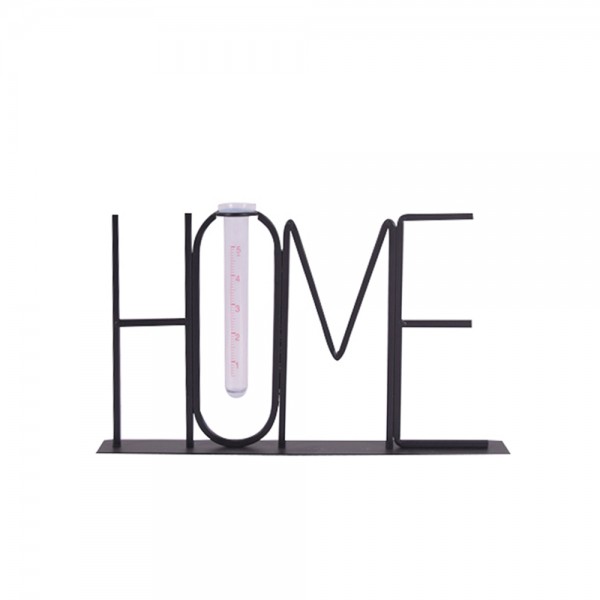 HOME ΔΙΑΚΟΣΜΗΤΙΚΗ ΕΠΙΓΡΑΦΗ 38x5x22cm ΜΕΤΑΛΛΟ ΜΑΥΡΟ ΓΥΑΛΙ