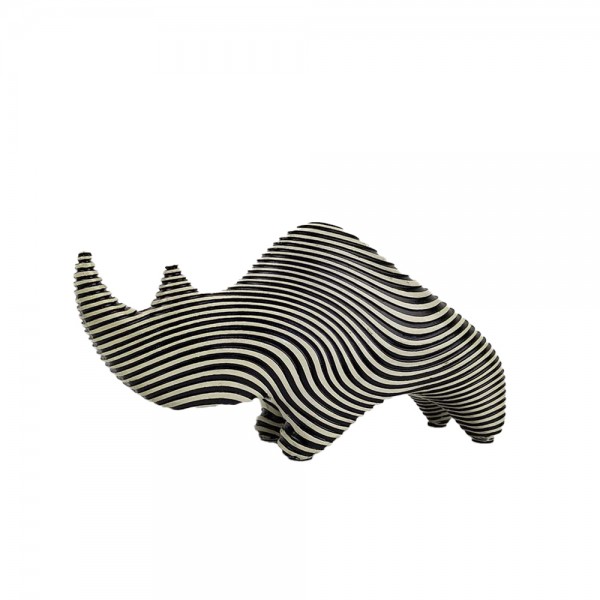 CHARLES ΔΙΑΚΟΣΜΗΤΙΚΟ ΡΙΝΟΚΕΡΟΣ 24x7x13cm POLYRESIN ΛΕΥΚΟ ΜΑΥΡΟ