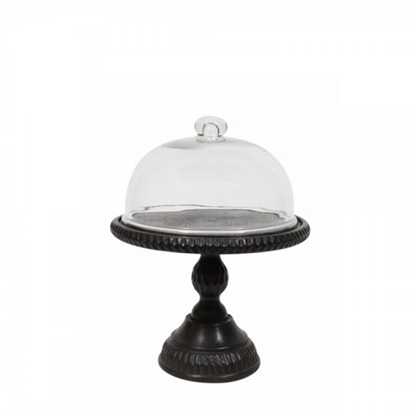 FONCE ΚΟΥΠ ΜΕ ΠΟΔΙ ΞΥΛΟ ΓΥΑΛΙ ΜΑΥΡΟ ΔΙΑΦΑΝΟ D29xH36,5cm