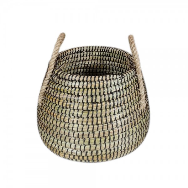 KENYA L ΚΑΛΑΘΙ ΑΠΟΘΗΚΕΥΣΗΣ 43x43x36cm KANSGRASS ΦΥΣΙΚΟ ΜΑΥΡΟ PVC