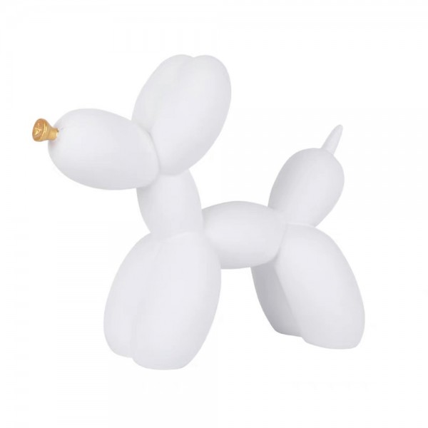 BISON BLANC DECO ΣΚΥΛΟΣ POLYRESIN ΛΕΥΚΟ ΜΑΤ ΧΡΥΣΟ 21x9xH18cm