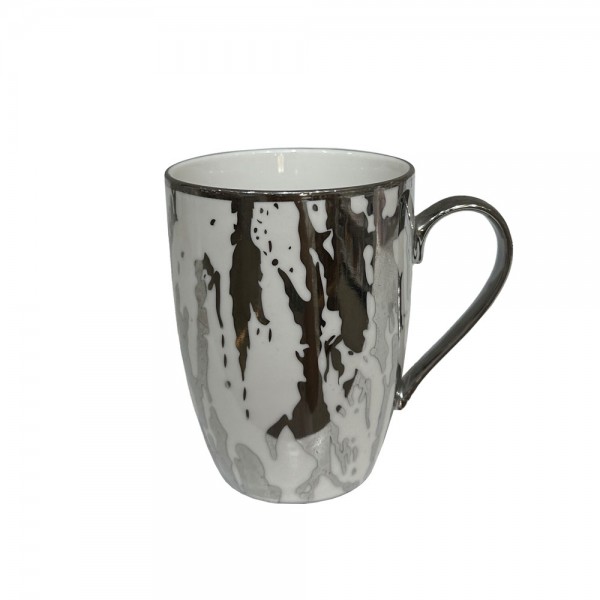 CHIC A ΚΟΥΠΑ NEW BONE CHINA ΛΕΥΚΟ SILVER D8,3xH10,5cm