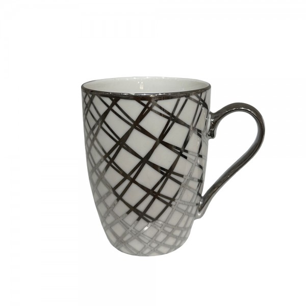CHIC C ΚΟΥΠΑ NEW BONE CHINA ΛΕΥΚΟ SILVER D8,3xH10,5cm