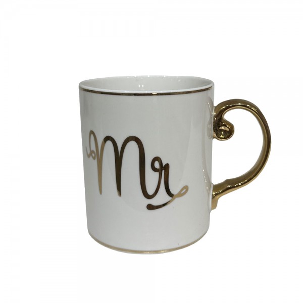 MR LOVE ΚΟΥΠΑ NEW BONE CHINA ΛΕΥΚΟ ΧΡΥΣΟ D8xH9cm
