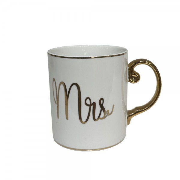 MRS LOVE ΚΟΥΠΑ NEW BONE CHINA ΛΕΥΚΟ ΧΡΥΣΟ D8xH9cm
