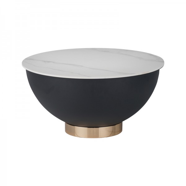 Βοηθητικό τραπέζι Erasmine Inart λευκό μαρμάρου sintered stone Φ70x37εκ 029-000282