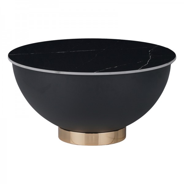 Βοηθητικό τραπέζι Erasmine Inart μαύρο μαρμάρου sintered stone Φ70x37εκ 029-000284