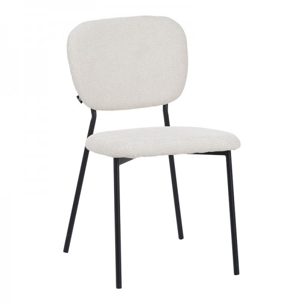 Καρέκλα Cathair pakoworld μπουκλέ ύφασμα σε μπεζ απόχρωση με μαύρα μεταλλικά πόδια 48x53x82εκ