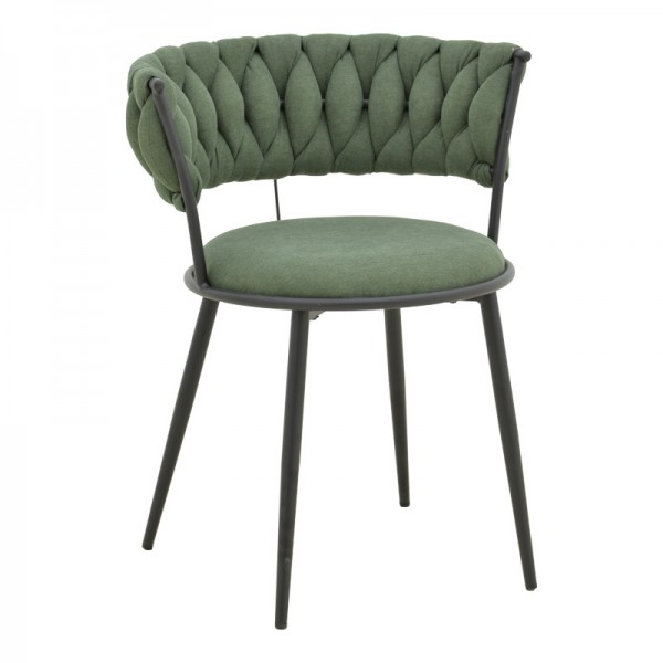 Πολυθρόνα Alkia I pakoworld ύφασμα σε χακί απόχρωση- πόδι μαύρο μέταλλο 57x58.5x72εκ