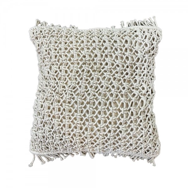 ANALA ΔΙΑΚΟΣΜΗΤΙΚΟ ΜΑΞΙΛΑΡΙ MACRAME ΒΑΜΒΑΚΙ POLYESTER IVORY 45x45cm 029113
