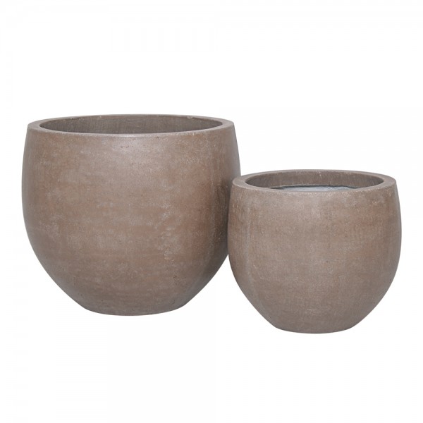 SCILLA ΓΛΑΣΤΡΑ SET 2ΤΜΧ 40x40x34cm ΤΣΙΜΕΝΤΟ ΚΑΦΕ ΑΝΟΙΧΤΟ