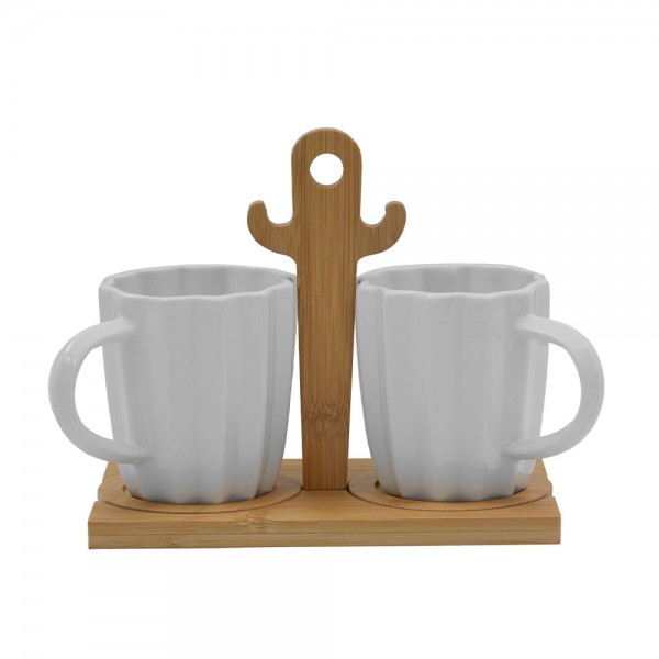 CACTUS ΚΟΥΠΑ ESPRESSO SET 2 ΤΜΧ ΠΟΡΣΕΛΑΝΗ BAMBOO ΛΕΥΚΟ ΦΥΣΙΚΟ 20x12xH16,5cm