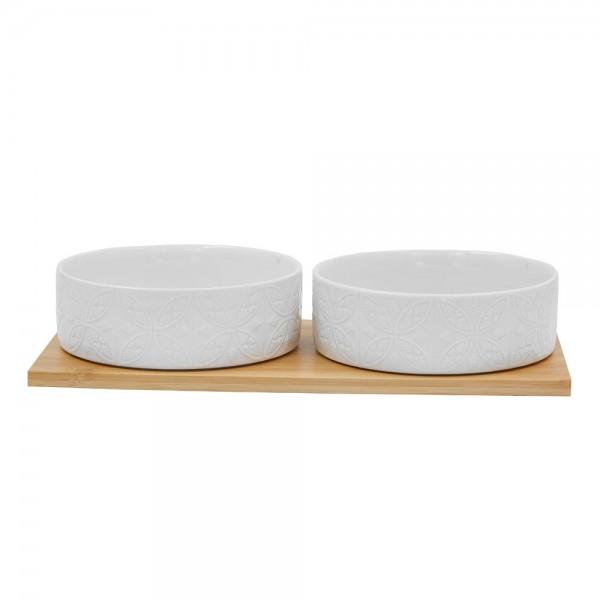 FLEURS ΜΠΩΛ SET 2ΤΜΧ ΠΟΡΣΕΛΑΝΗ BAMBOO ΛΕΥΚΟ ΦΥΣΙΚΟ 30x14,5xH5,5cm