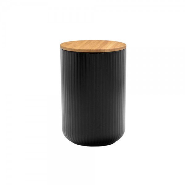 RIPPLE ΔΟΧΕΙΟ ΑΠΟΘΗΚΕΥΣΗΣ ΜΕ ΚΑΠΑΚΙ ΠΟΡΣΕΛΑΝΗ BAMBOO ΜΑΥΡΟ ΦΥΣΙΚΟ 10x10xH15cm