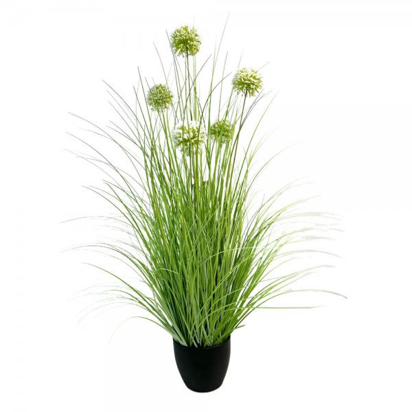 GRASS FLOWER ΦΥΤΟ ΤΕΧΝΗΤΟ ΣΕ ΓΛΑΣΤΡΑ PVC ΠΡΑΣΙΝΟ 85