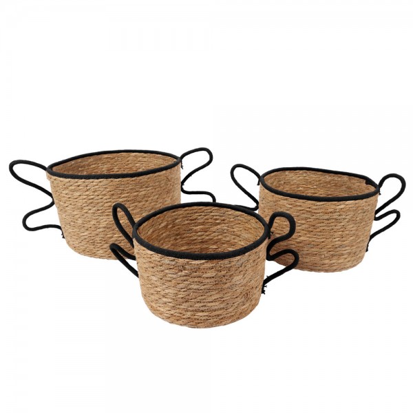 AELIA ΚΑΛΑΘΙ SET 3ΤΜΧ 35x35x23 SEAGRASS ΦΥΣΙΚΟ ΜΑΥΡΟ