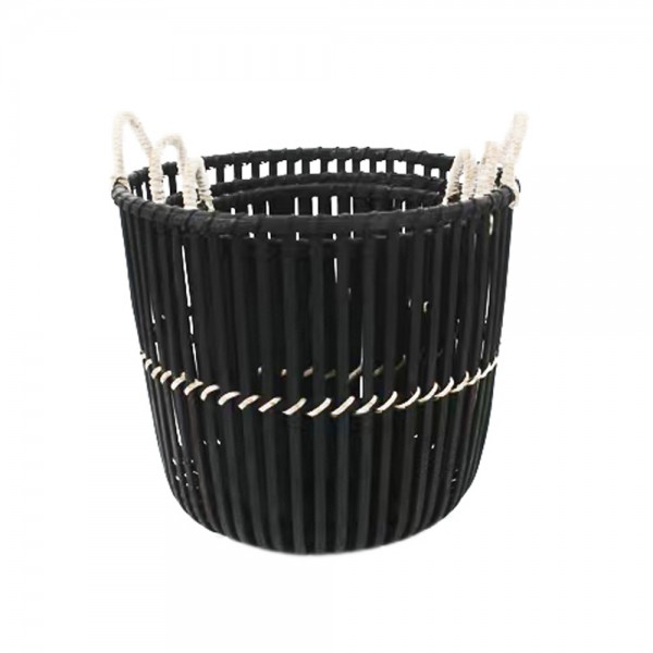 NUBIA ΚΑΛΑΘΙ SET 3ΤΜΧ BAMBOO ΣΧΟΙΝΙ ΜΑΥΡΟ ΦΥΣΙΚΟ 37x37xH33cm