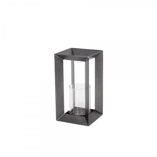 INSIDE ΚΗΡΟΠΗΓΙΟ ΜΕΤΑΛΛΟ ΓΥΑΛΙ ΓΚΡΙ 12x12xH23cm