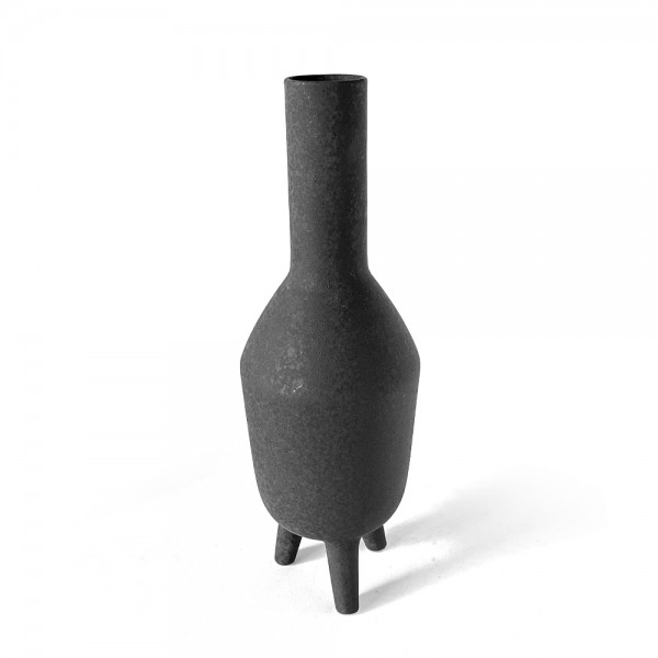 IFIGENIA ΒΑΖΟ 15x15x45cm ΚΕΡΑΜΙΚΟ ΜΑΥΡΟ
