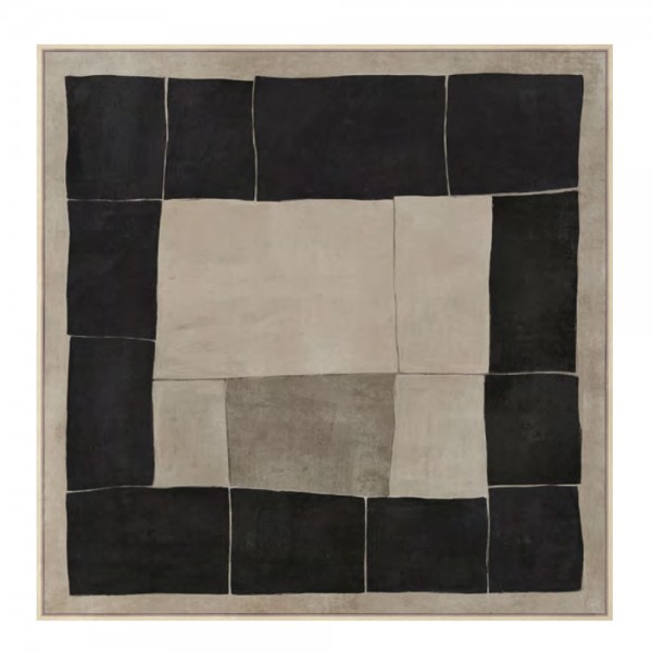 MYSTIC SQUARES ΠΙΝΑΚΑΣ ΔΙΑΚΟΣΜΗΤΙΚΟΣ ΜΕ ΚΟΡΝΙΖΑ 100x100x4 ΚΑΜΒΑΣ ΜΠΕΖ ΜΑΥΡΟ ΞΥΛΟ