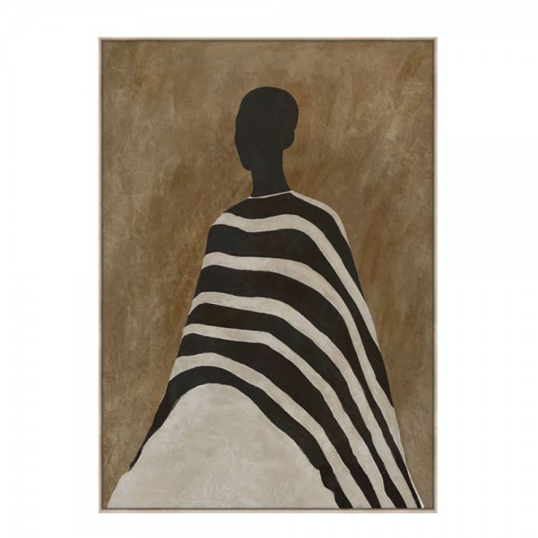 TIMELESS ELEGANCE B ΠΙΝΑΚΑΣ ΔΙΑΚΟΣΜΗΤΙΚΟΣ ΜΕ ΚΟΡΝΙΖΑ 80x120x4 ΚΑΜΒΑΣ ΚΑΦΕ ΜΠΕΖ PP ΜΑΥΡΟ