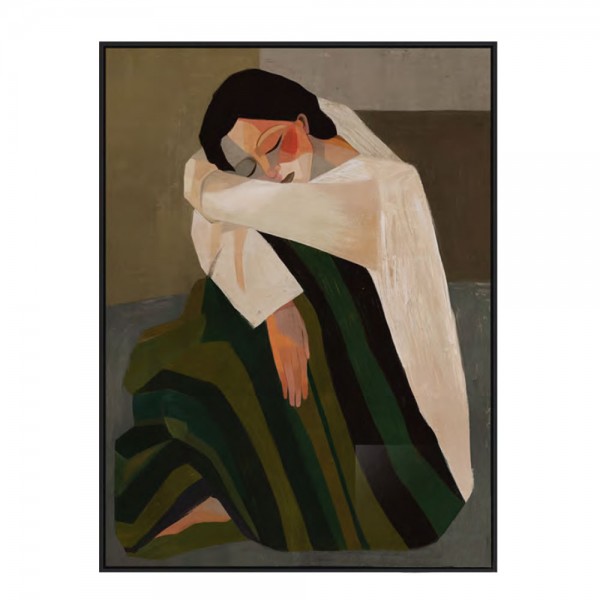 SILENT REFLECTION ΠΙΝΑΚΑΣ ΔΙΑΚΟΣΜΗΤΙΚΟΣ ΜΕ ΚΟΡΝΙΖΑ 80x120x4 ΚΑΜΒΑΣ ΚΑΦΕ ΜΠΕΖ PP ΠΡΑΣΙΝΟ