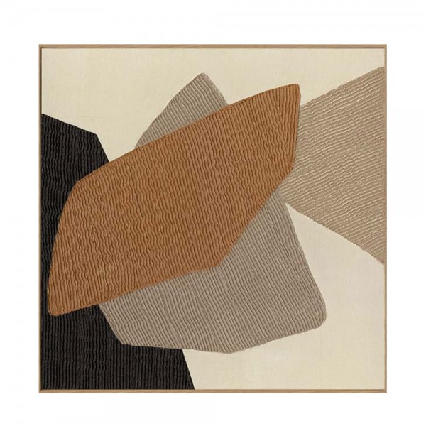 LA ROCCIA II ΠΙΝΑΚΑΣ ΔΙΑΚΟΣΜΗΤΙΚΟΣ ΜΕ ΚΟΡΝΙΖΑ 80x80x3.8cm ΚΑΜΒΑΣ ΚΑΦΕ BEIGE ΞΥΛΟ ΦΥΣΙΚΟ