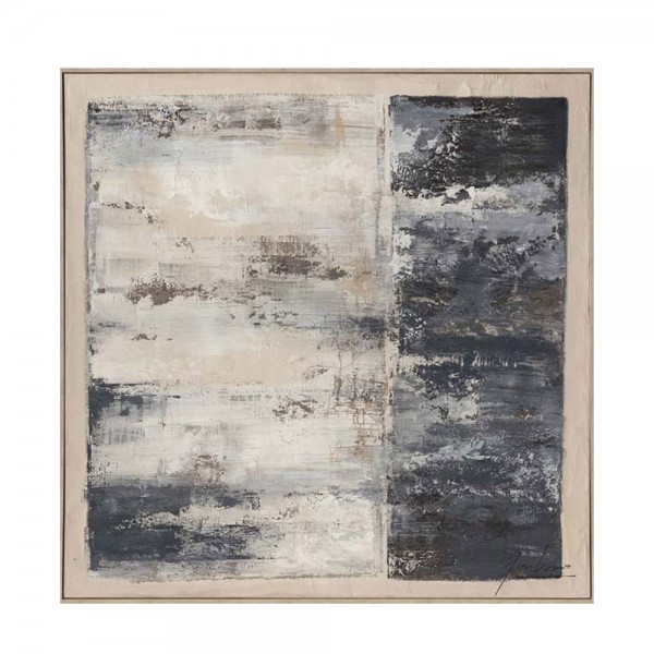 BLACK SEA ΠΙΝΑΚΑΣ ΔΙΑΚΟΣΜΗΤΙΚΟΣ ΜΕ ΚΟΡΝΙΖΑ 80x80x3.8cm ΚΑΜΒΑΣ BEIGE ΜΑΥΡΟ ΞΥΛΟ ΦΥΣΙΚΟ