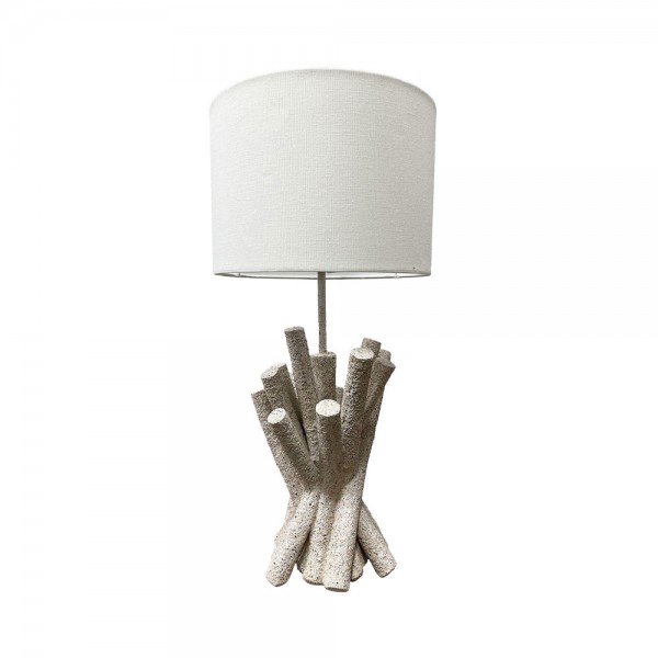 WOODLAND ΦΩΤΙΣΤΙΚΟ ΕΠΙΤΡΑΠΕΖΙΟ 26x26x54 POLYRESIN ΛΕΥΚΟ ΥΦΑΣΜΑ OFF WHITE