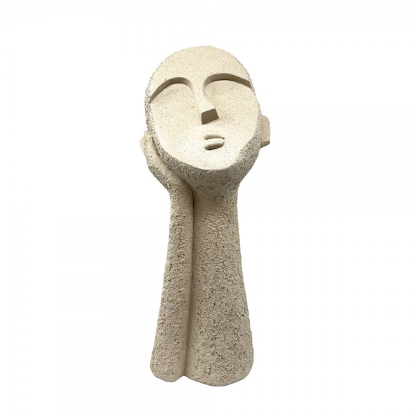 MOOD3 ΔΙΑΚΟΣΜΗΤΙΚΟ ΠΡΟΣΩΠΟ 18x18x45cm POLYRESIN ΜΠΕΖ