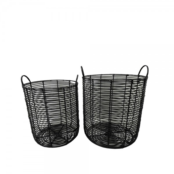 ONYX ΚΑΛΑΘΙ SET 2ΤΜΧ 40x40x51cm RATTAN ΦΥΣΙΚΟ ΜΑΥΡΟ
