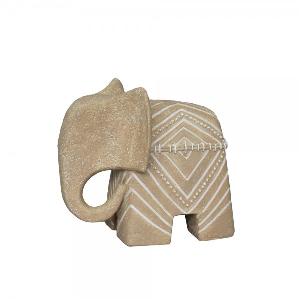 TRUNKY A ΔΙΑΚΟΣΜΗΤΙΚΟ ΕΛΕΦΑΝΤΑΣ 16.8x9.7x14.5cm POLYRESIN ΜΠΕΖ ΛΕΥΚΟ