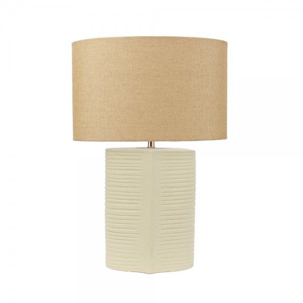 SELENE ΦΩΤΙΣΤΙΚΟ ΕΠΙΤΡΑΠΕΖΙΟ 40x20x59cm ΚΕΡΑΜΙΚΟ ΜΠΕΖ ΛΙΝΟ ΛΕΥΚΟ