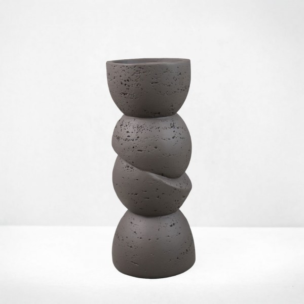 PHAROS I ΚΗΡΟΠΗΓΙΟ ΔΙΑΚΟΣΜΗΤΙΚΟ 10.5x10.5x25cm RESIN ΚΑΦΕ ΣΚΟΥΡΟ