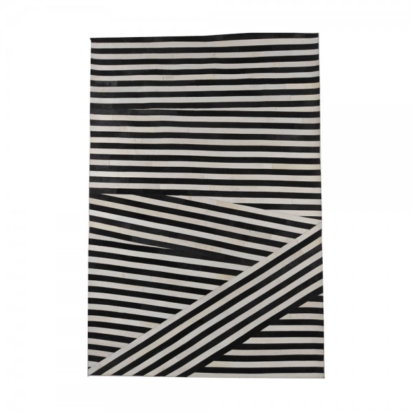 ZEBRA ΧΑΛΙ ΣΑΛΟΝΙΟΥ 200x300cm ΔΕΡΜΑ ΜΑΥΡΟ ΛΕΥΚΟ ΜΑΛΛΙΝΟ
