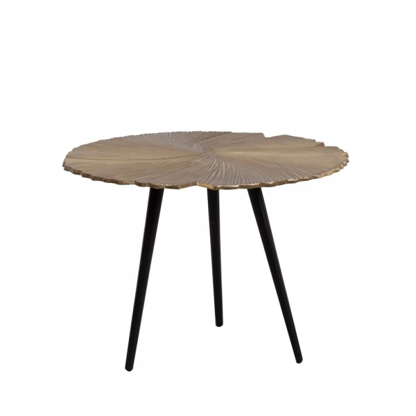 LEAF 50 SIDE TABLE ΧΡΥΣΟ ΜΑΤ ΜΑΥΡΟ D50xH36cm