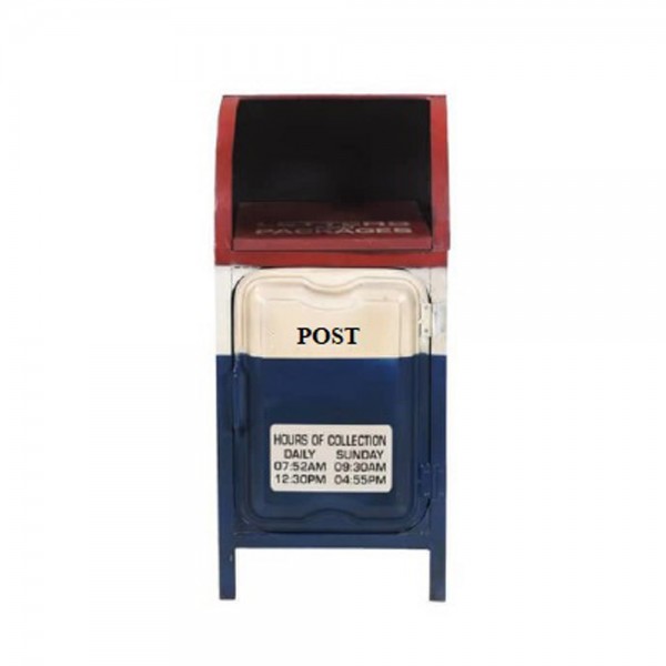 POST SIDE TABLE ΜΠΛΕ CREAM ΚΟΚΚΙΝΟ 35.5x38x75cm