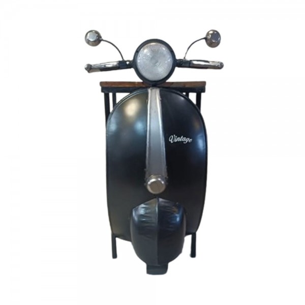 MINI VESPA SIDE TABLE ΜΕ ΡΑΦΙΑ ΜΑΥΡΟ ΑΣΗΜΙ ΦΥΣΙΚΟ 61x45xH88cm 04-0987